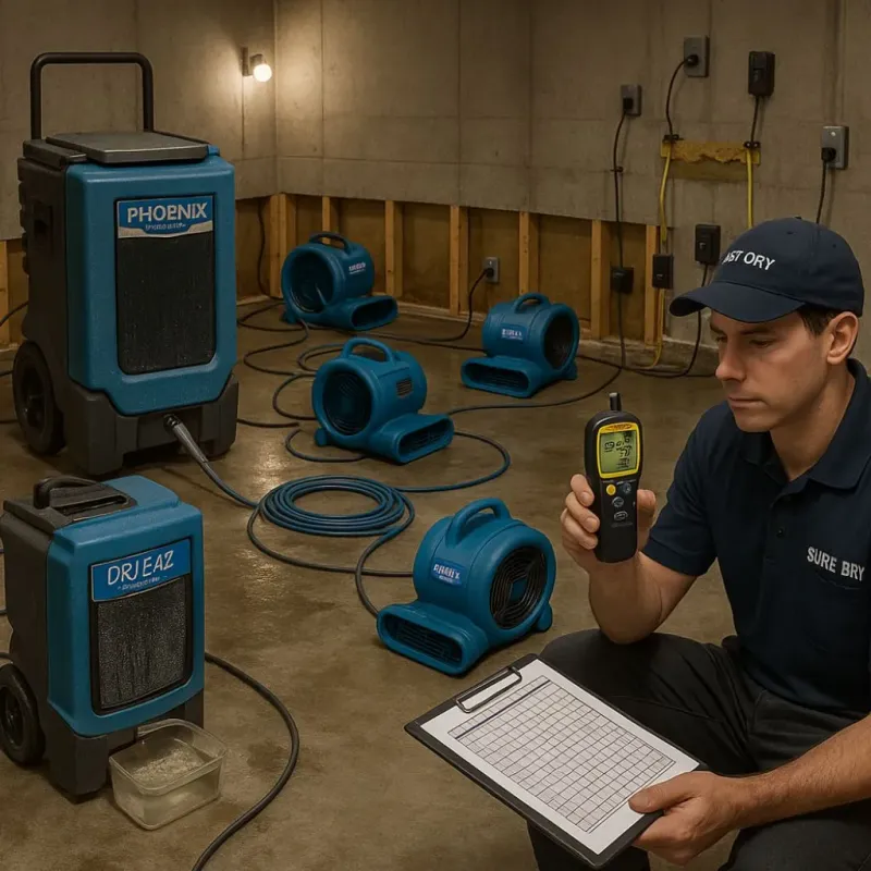 Structural Drying and Dehumidification process in Jefferson, MD